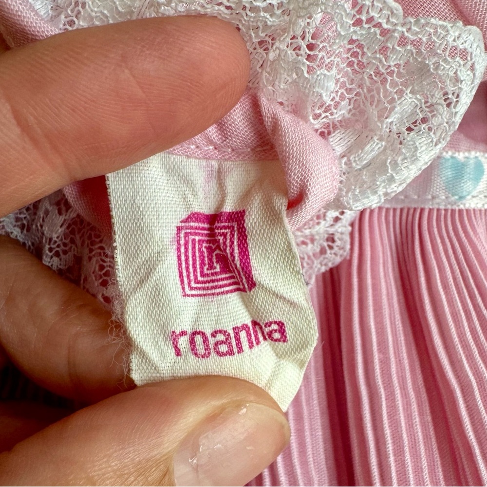 Roanna Baby girls size 9 Mos pleated pink Vintage dress Lace‎ collar cottagecore - Picture 8 of 8